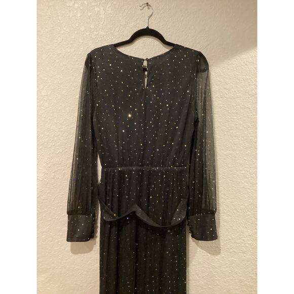 Baltic Born black Abigail sequin v neck Sparkle Gown maxi dress size XL NWT - Picture 9 of 11